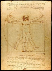 Da Vinci's Der vitruvianische Mensch, Proportionsstudie nach Vitruv 1492